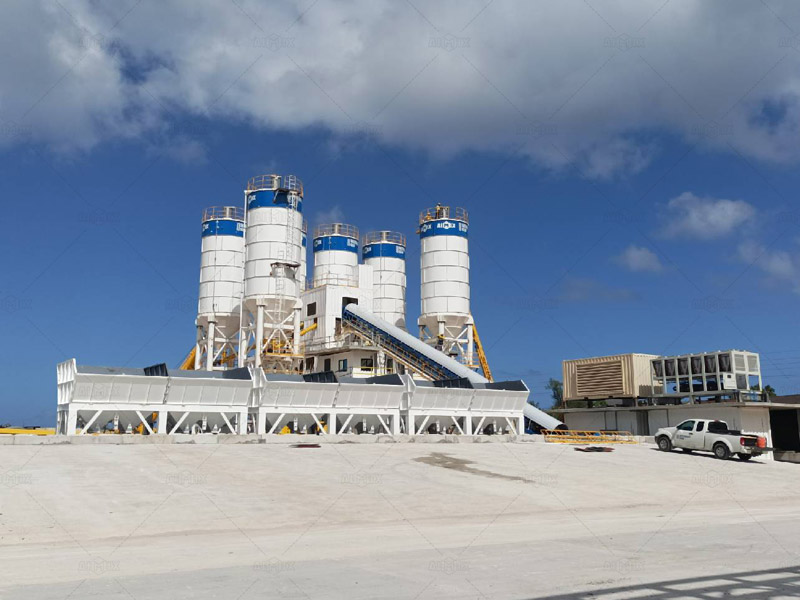 High-Capacity Stationary Type Concrete Plant for Government Projects