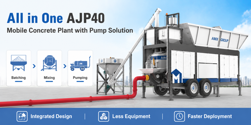 AJP40 mobile concrete plant and pump